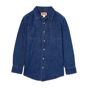 Wrangler Boys Premium Dark Blue Long-sleeve Denim Shirt